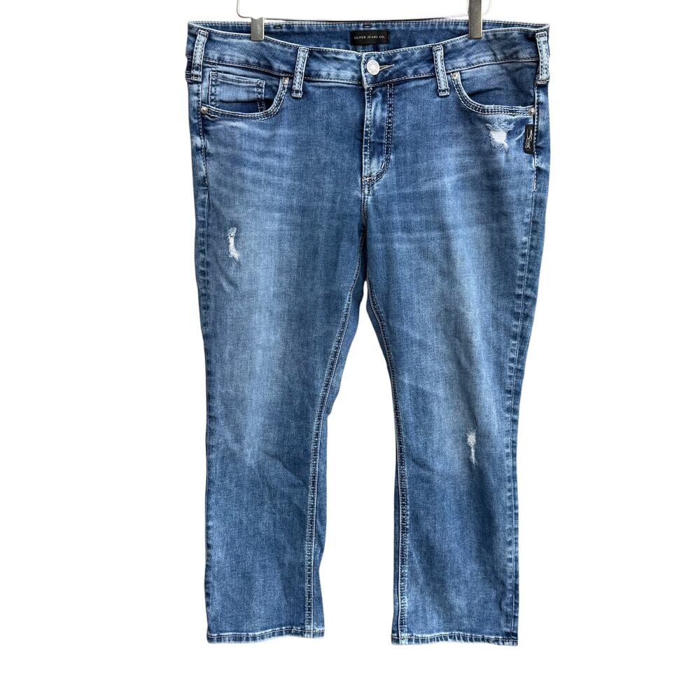 Silver Jeans Co Elyse Capri Distressed Mid Rise Stretch W33 L22.5